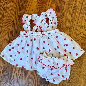 Stella McCartney Strawberry Print Baby Dress Set, 12M